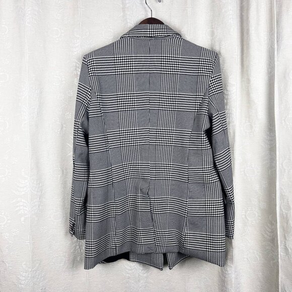 Rachel Zoe oversized houndstooth open front blazer menswear stretch - Picture 5 of 8